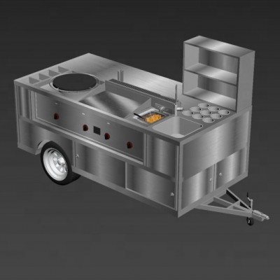 Fiberglass Food Truck Grill And Fryer Food Cart Hot Dog Food Cart