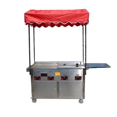 Hot dog cart mobile food trailer crepe gas grill food trolley cart